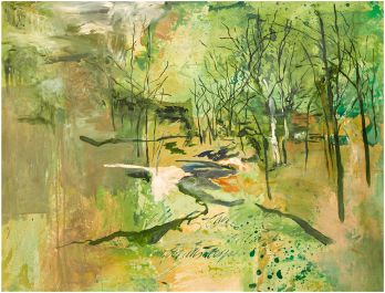 Paisaje Verde, 2018 Pigmentos y óleo sobre tela. 126 x 167 cm